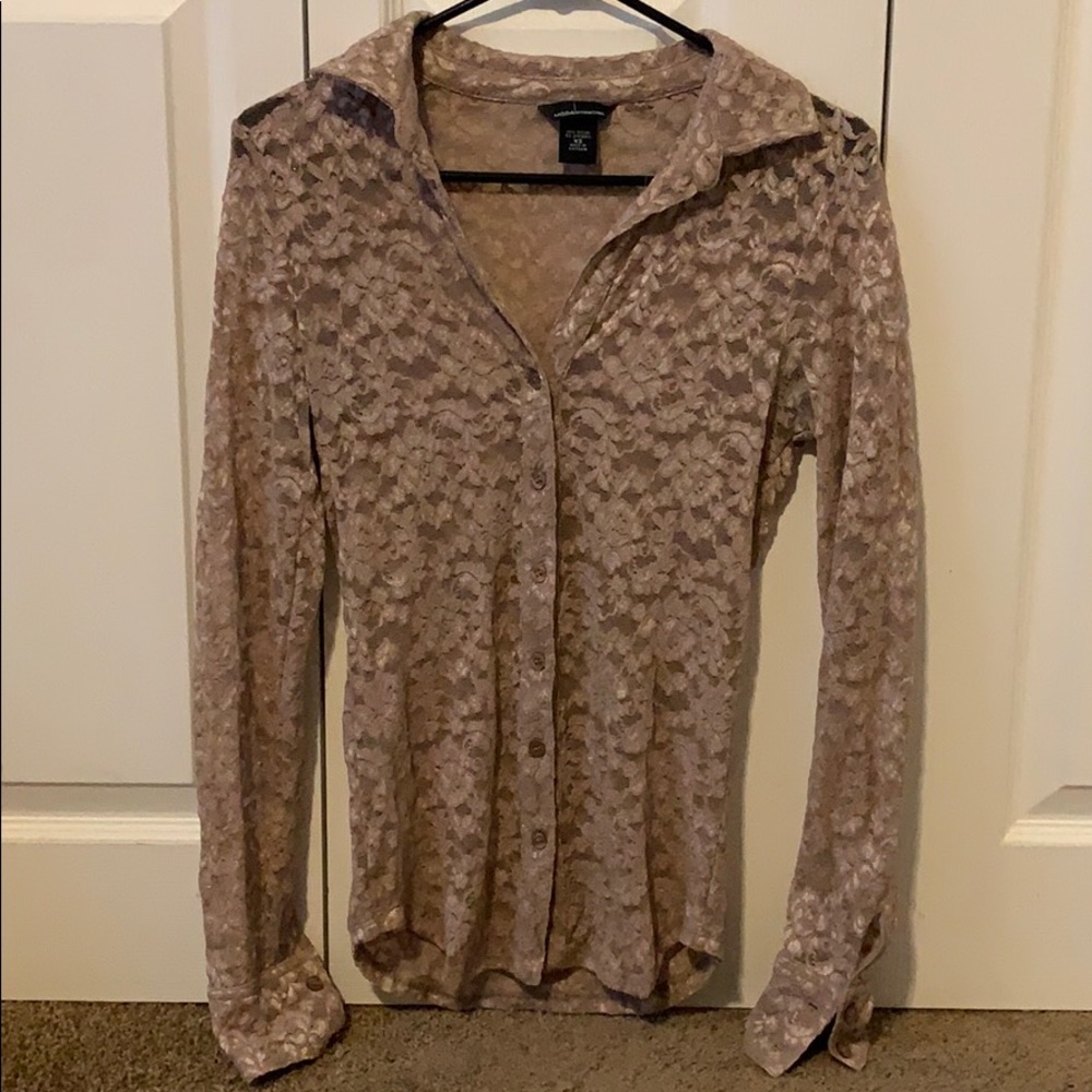Lace button up shirt